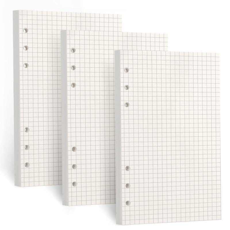 Toplive A6 Refill Paper, [3 Pack] Toplive 100GSM Thick Refillable Paper 6 Hole Filler Inserts Loose Leaf Paper 135 Sheets (270 Pages) for 6 Ring Binder Journal Notebook-Squared Paper - Image 1